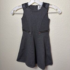 Milly Minis Girls Size 4 5 Dress Grey Pleated A-Line Sleeveless Zipper Knit Mini